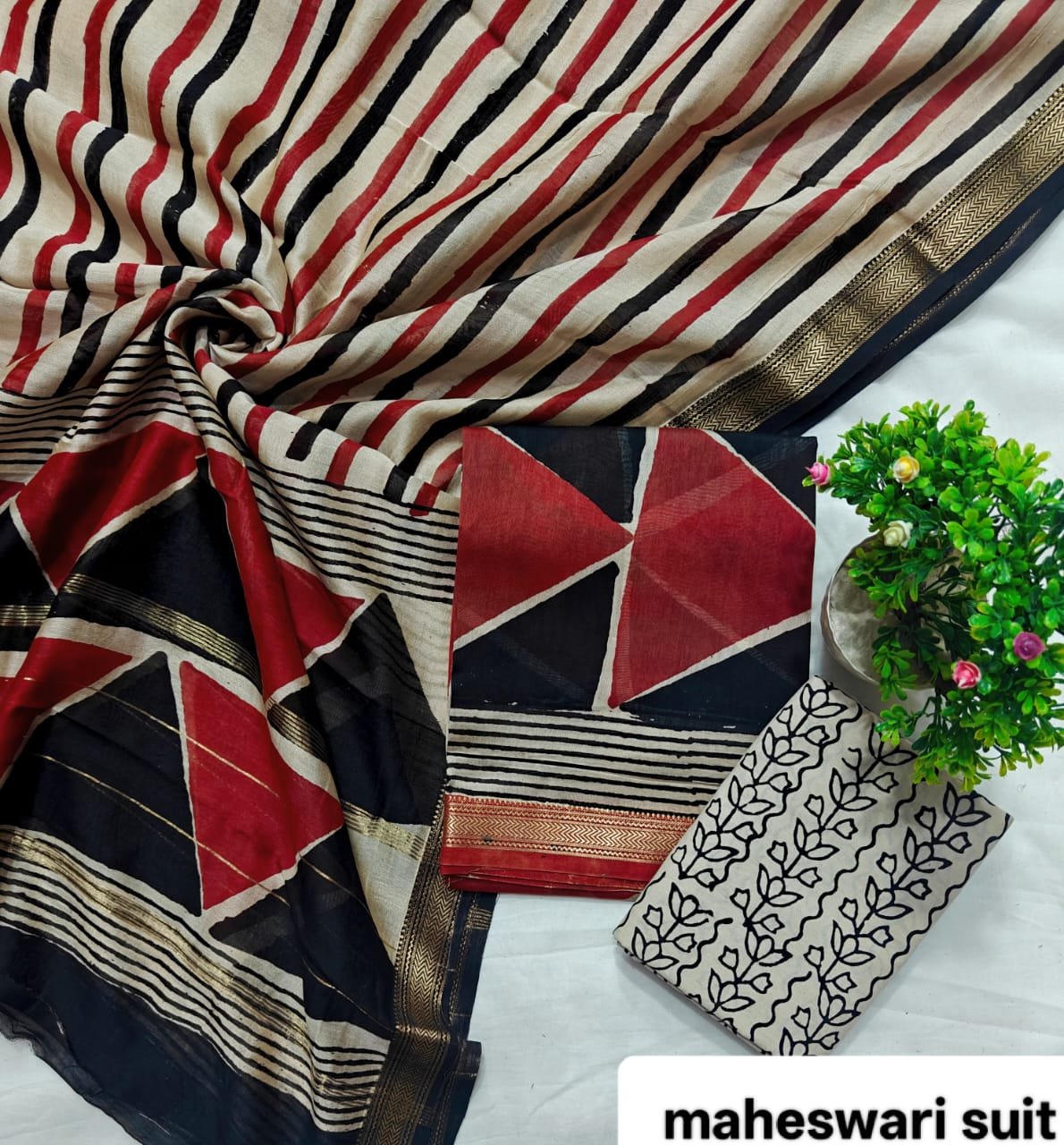 Maheshwari Block Printed Suit