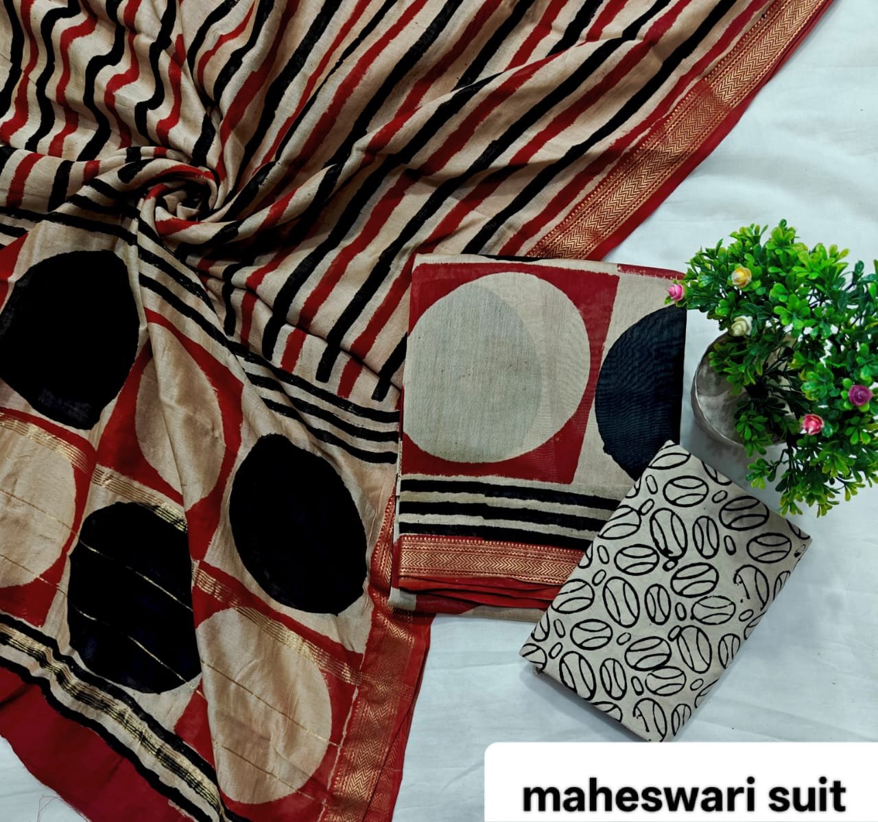 Maheshwari Block Printed Suit