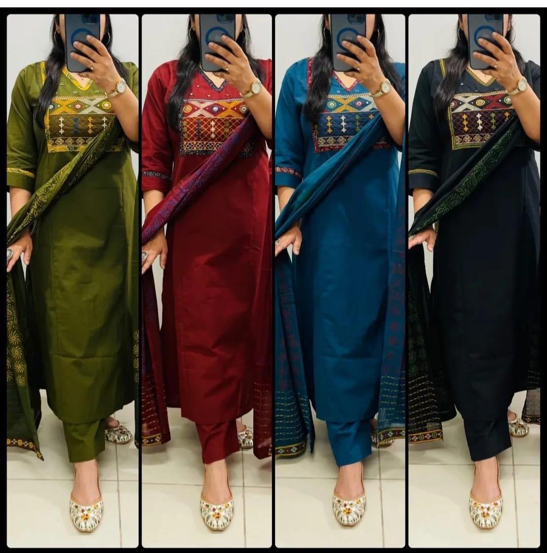 Cotton Embroidered Stitched Suit Set