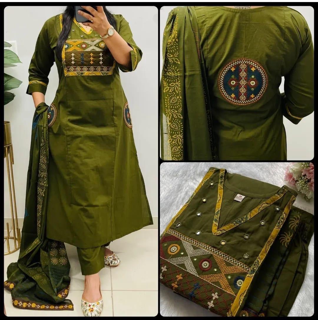 Cotton Embroidered Stitched Suit Set