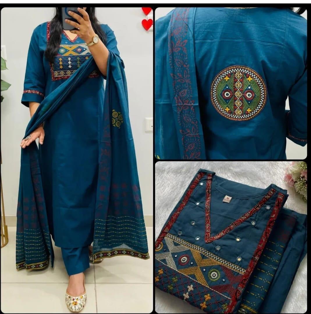 Cotton Embroidered Stitched Suit Set