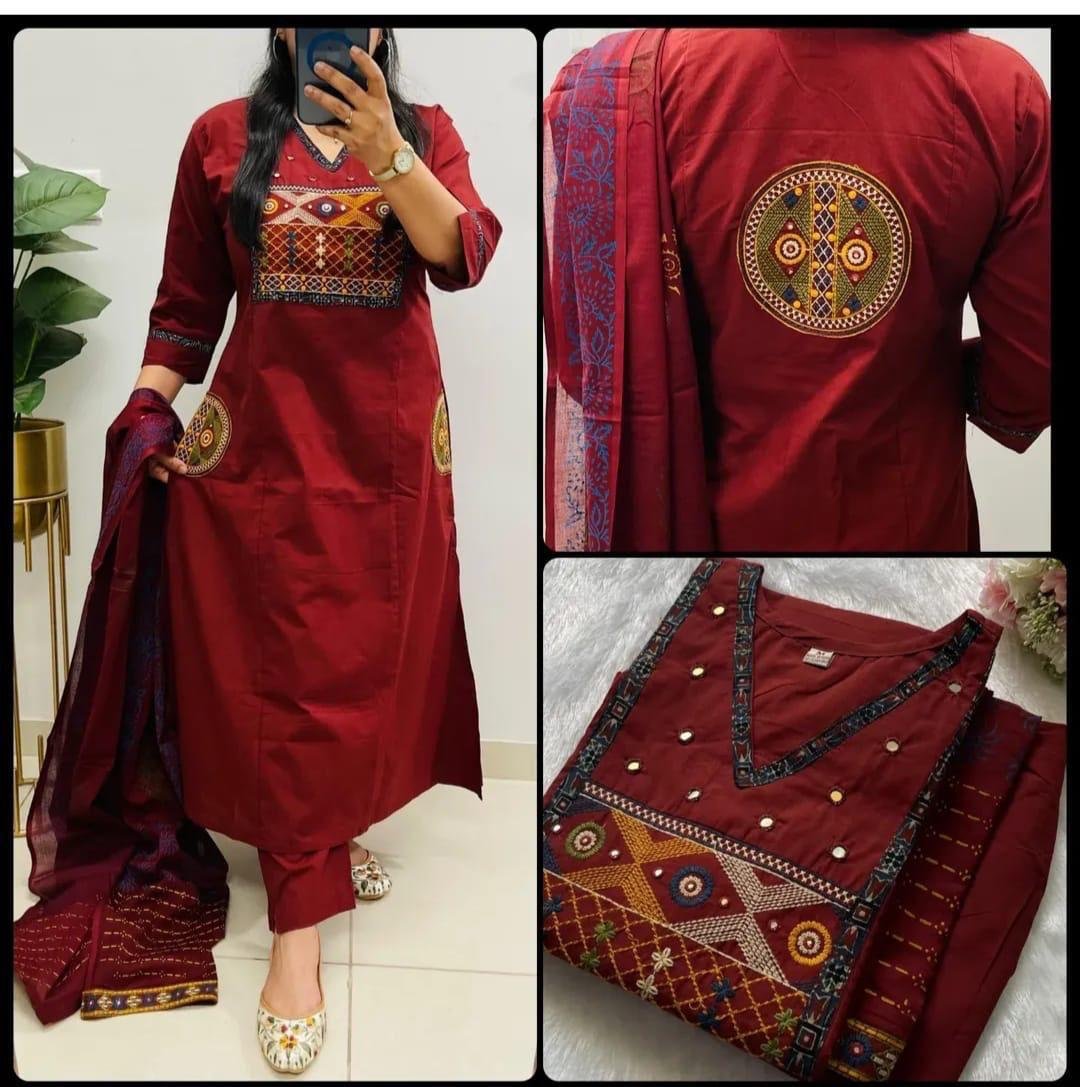 Cotton Embroidered Stitched Suit Set