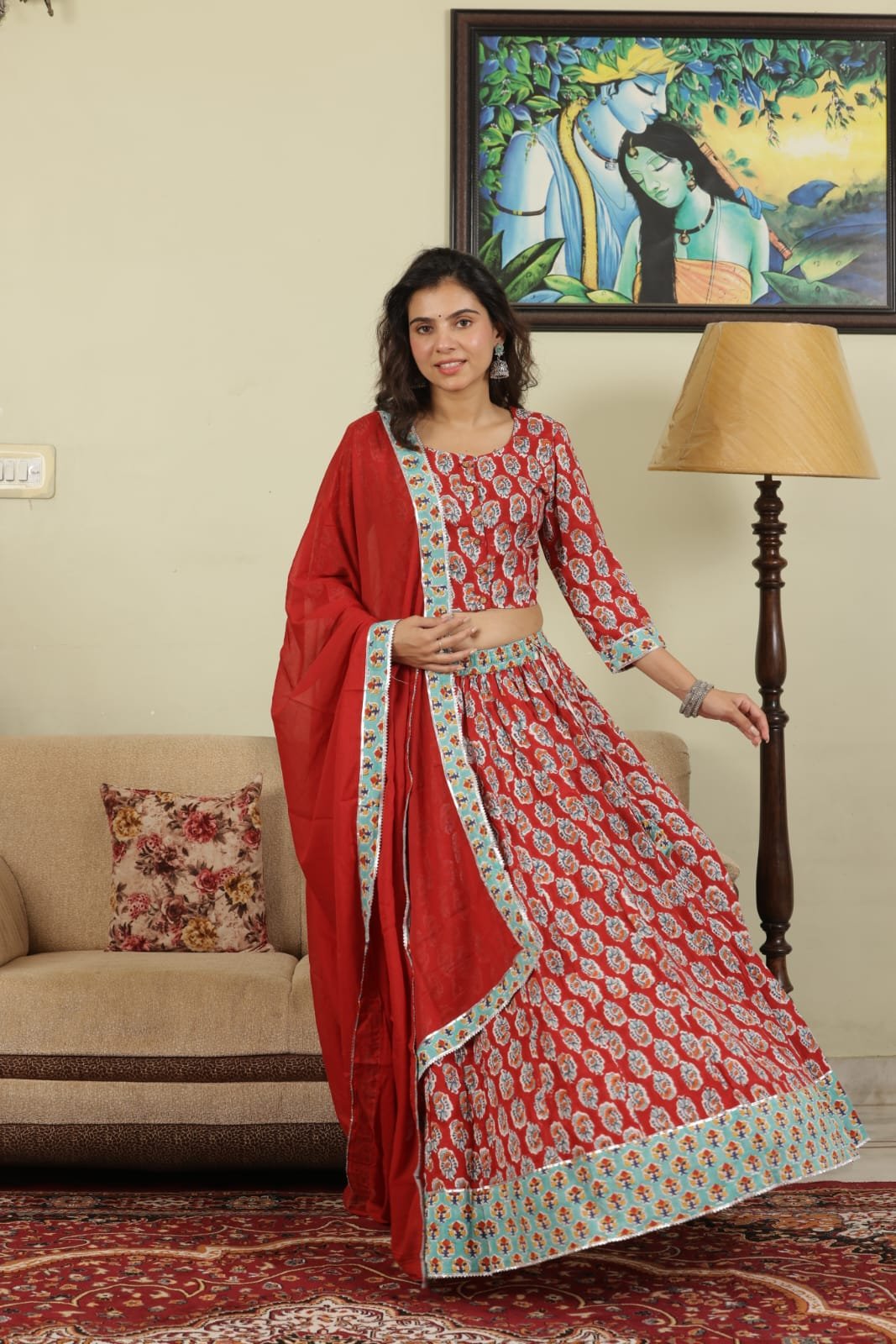 Cotton Printed Lehenga Choli Set