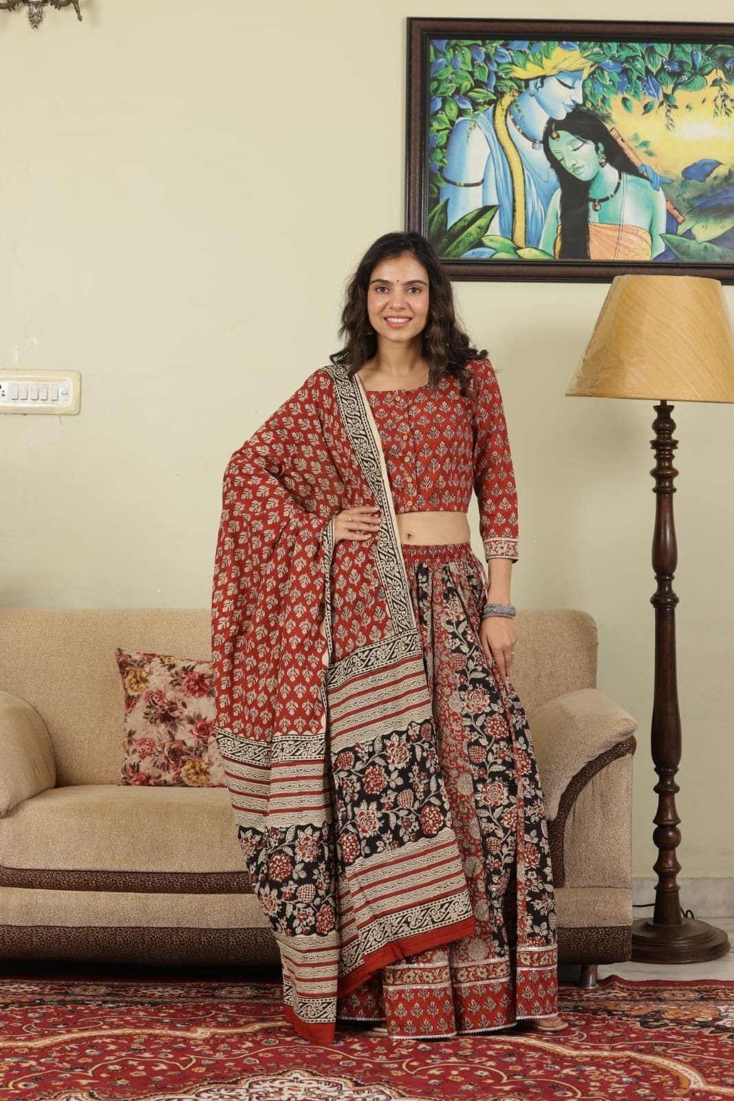 Cotton Printed Lehenga Choli Set