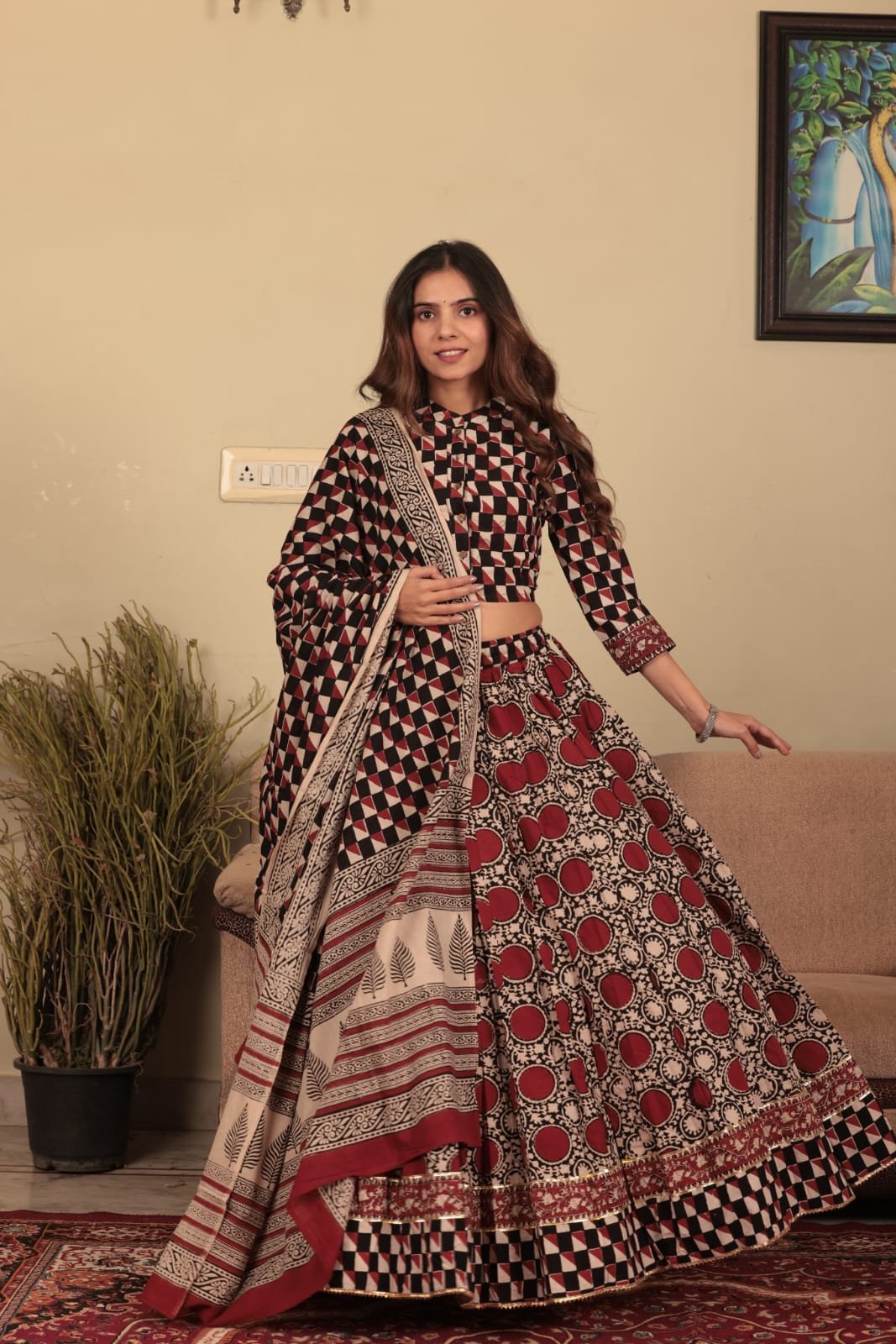 Cotton Printed Lehenga Choli Set