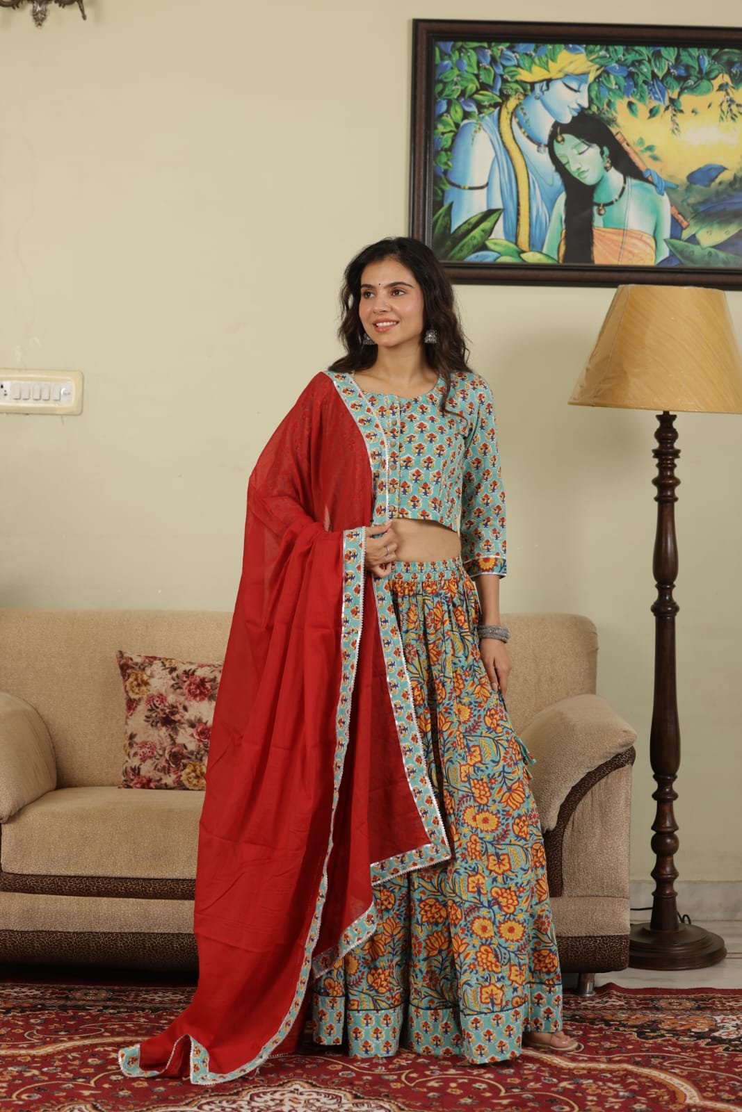 Cotton Printed Lehenga Choli Set