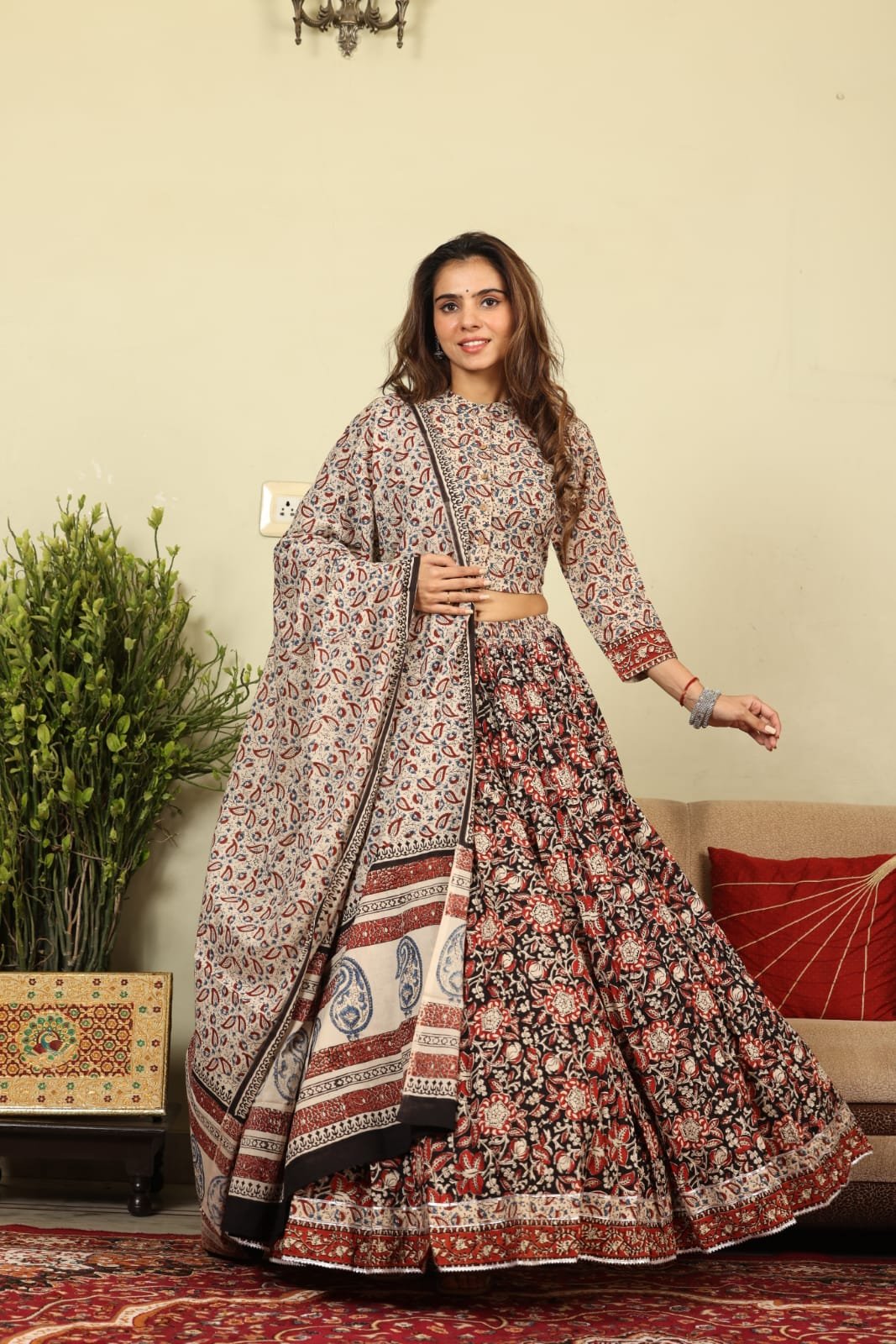 Cotton Printed Lehenga Choli Set