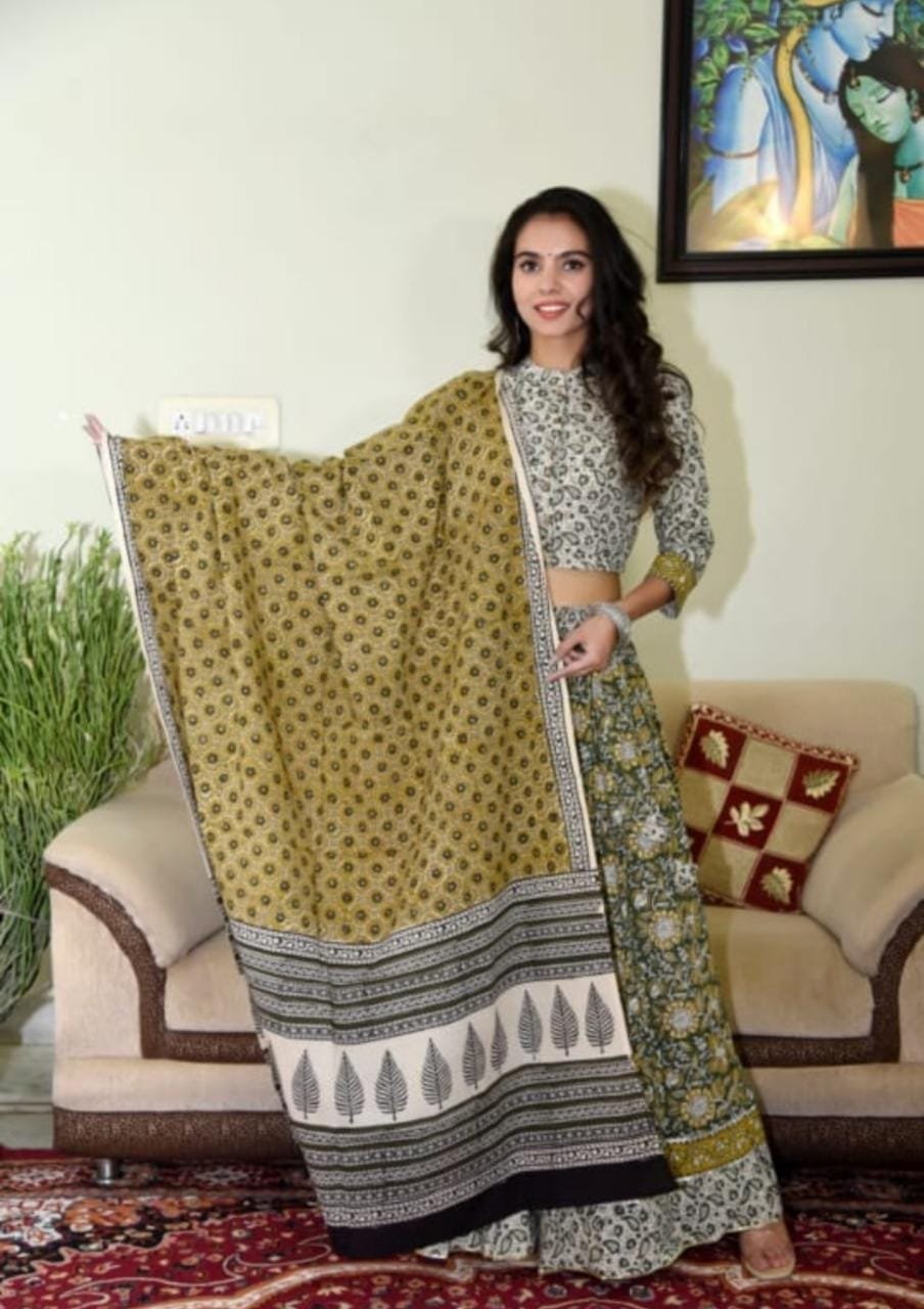 Cotton Printed Lehenga Choli Set