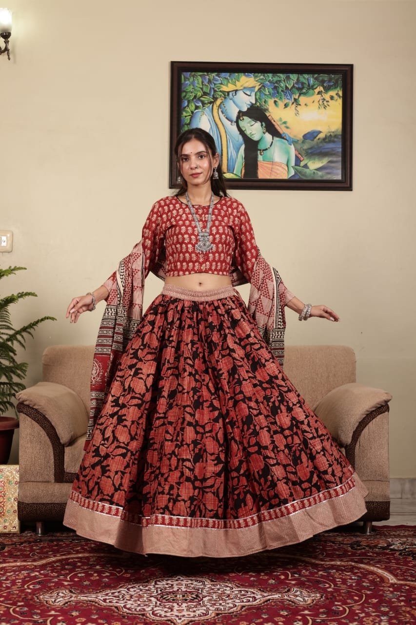 Cotton Printed Lehenga Choli Set