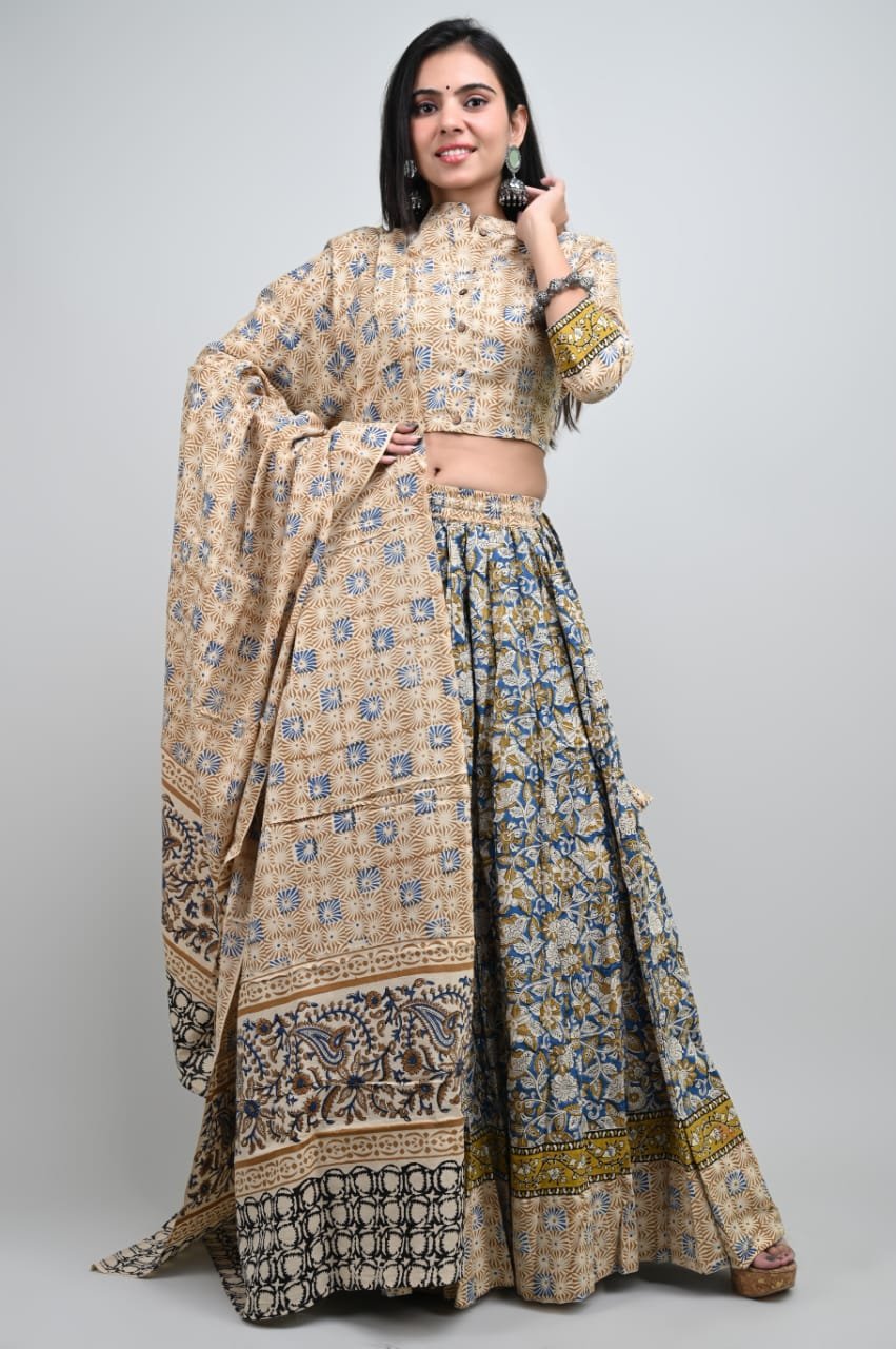 Cotton Printed Lehenga Choli Set