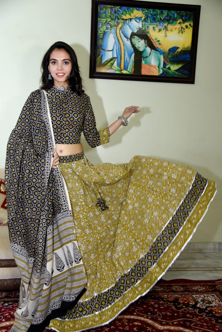 Cotton Printed Lehenga Choli Set