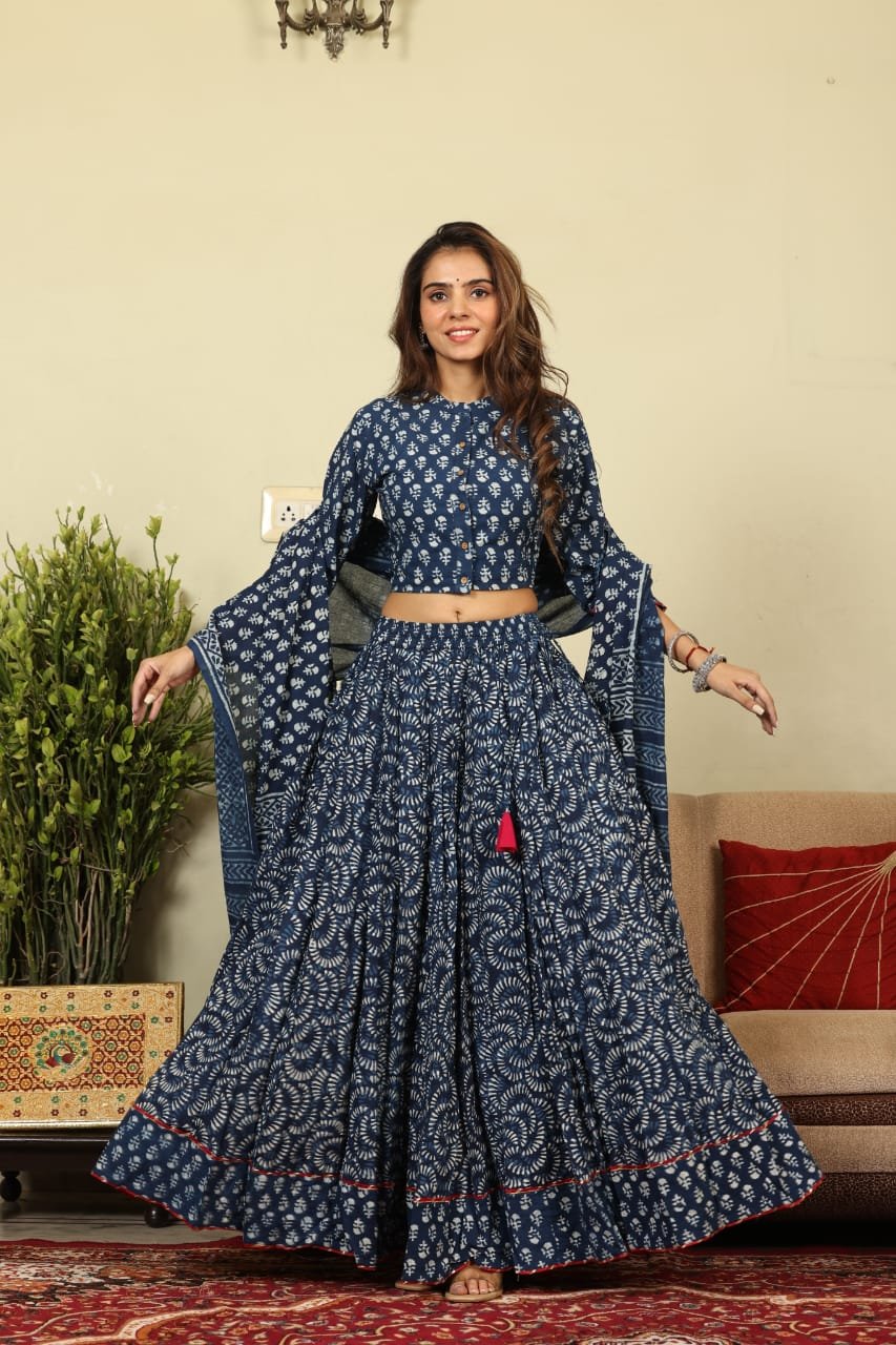 Cotton Printed Lehenga Choli Set