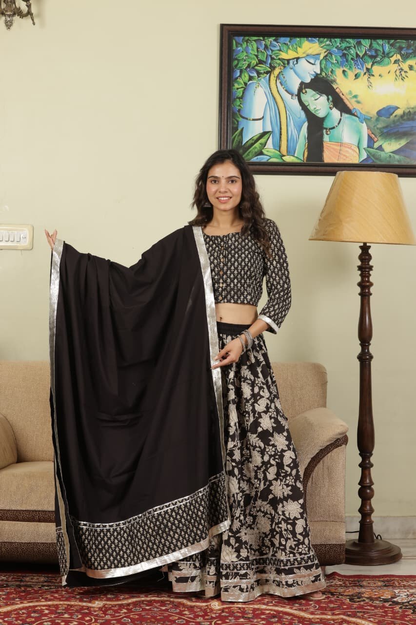 Cotton Printed Lehenga Choli Set