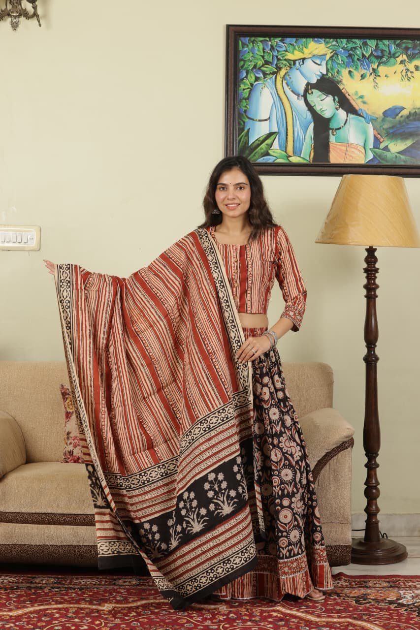 Cotton Printed Lehenga Choli Set