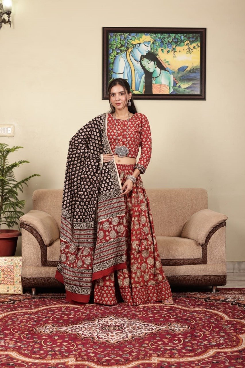Cotton Printed Lehenga Choli Set