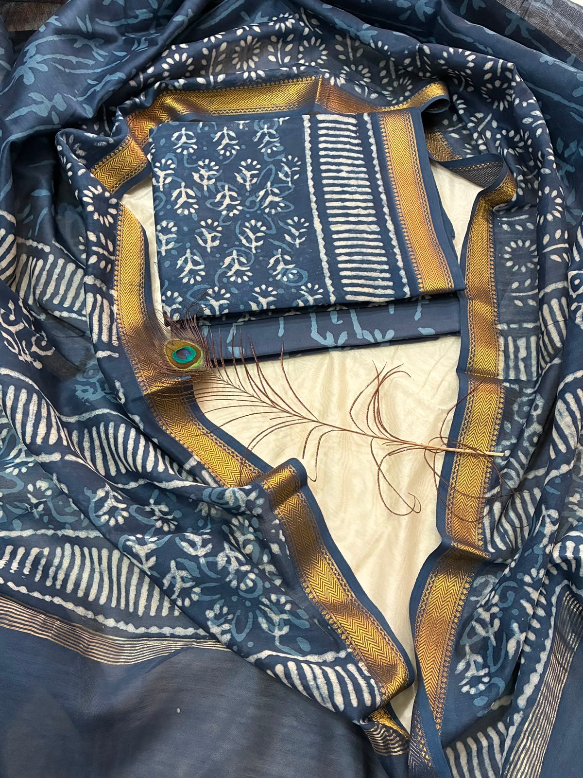 Maheshwari Block Printed Suit