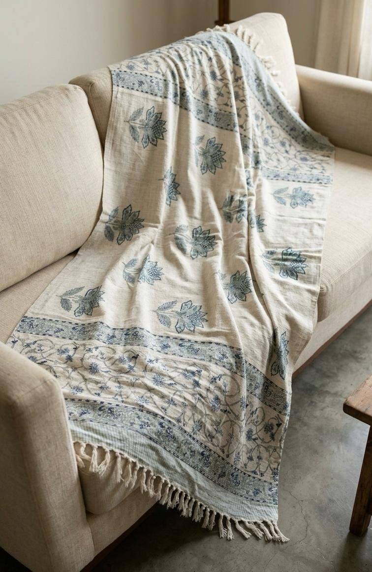 Hand Block Printed Sofa Throw