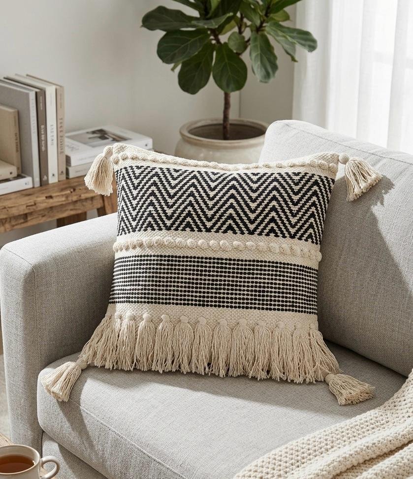 Boho style Cotton cushion cover Set of 5