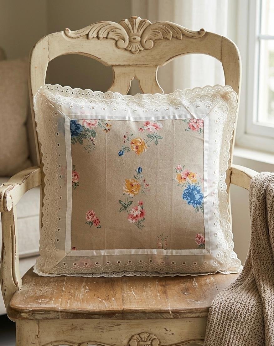 Cotton Printed Lace Cushion Covers