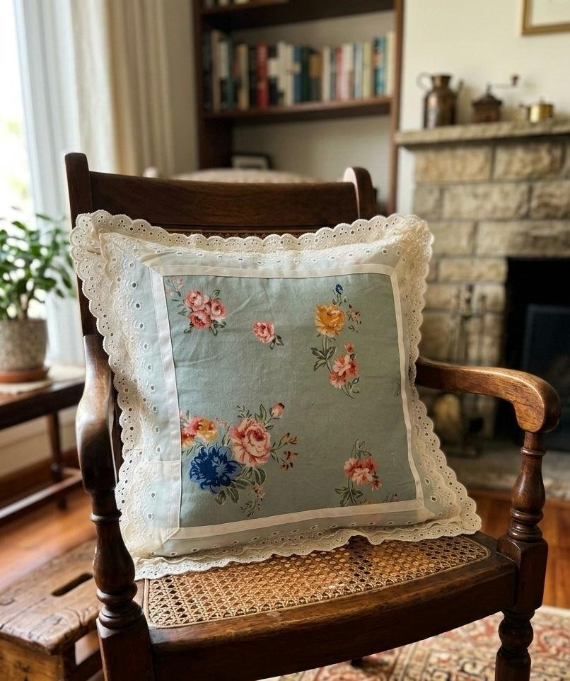 Cotton Printed Lace Cushion Covers