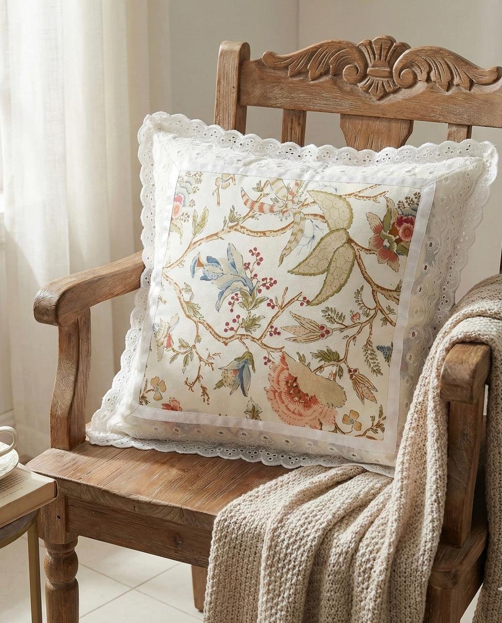 Cotton Printed Lace Cushion Covers