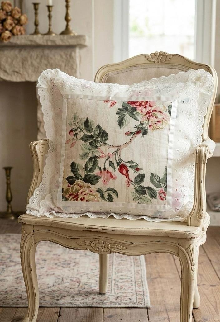 Cotton Printed Lace Cushion Covers