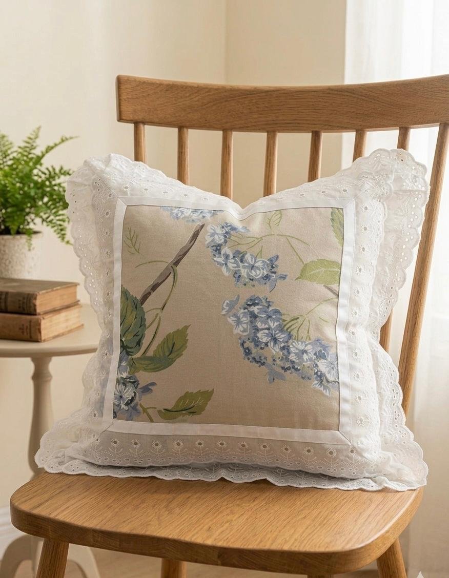 Cotton Printed Lace Cushion Covers