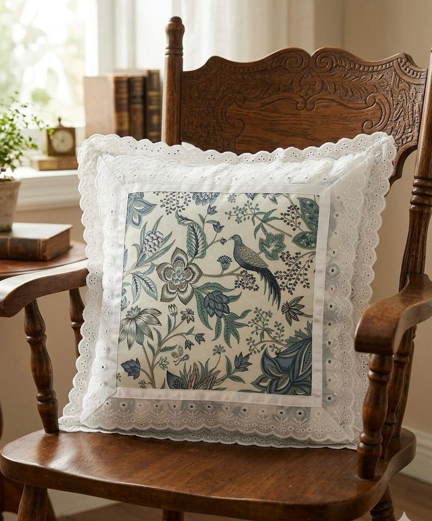 Cotton Printed Lace Cushion Covers