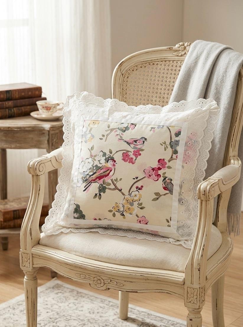 Cotton Printed Lace Cushion Covers