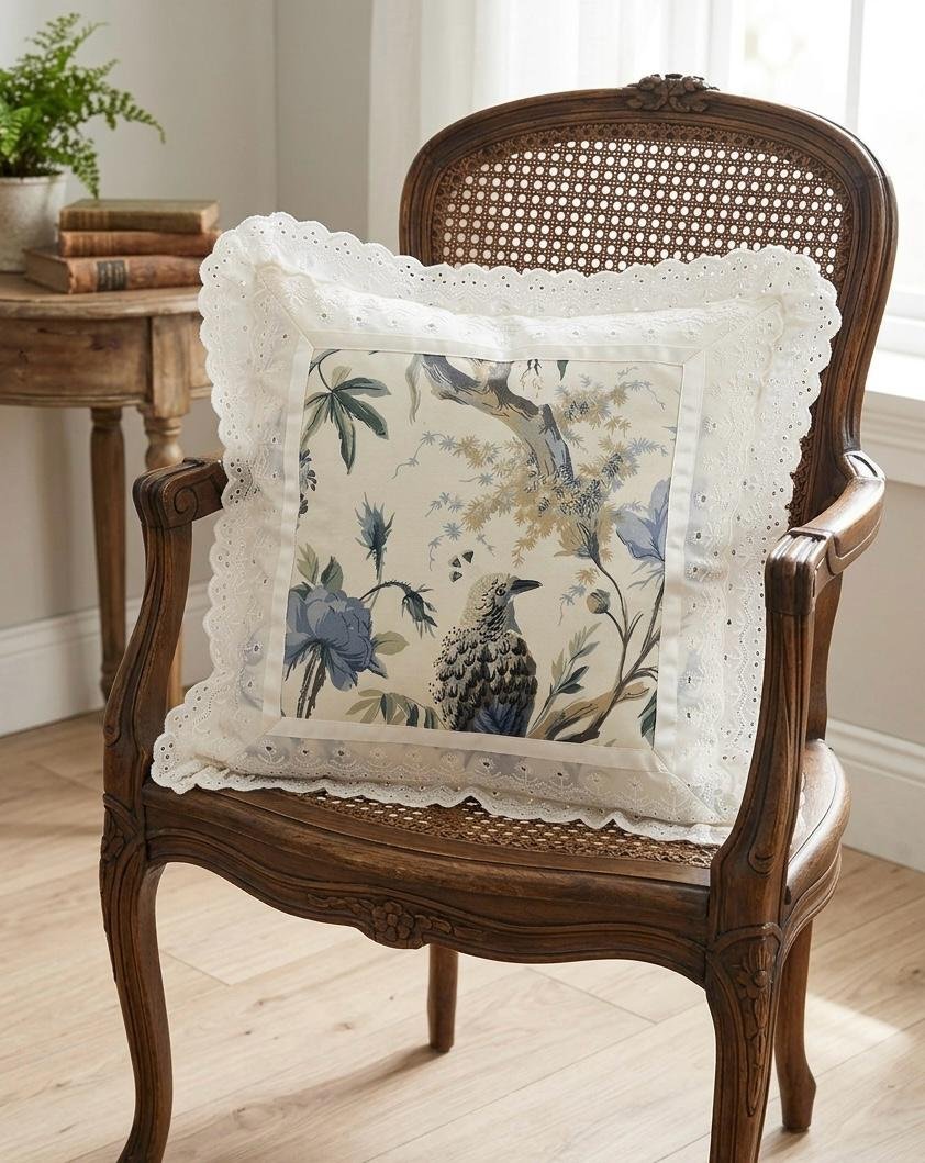 Cotton Printed Lace Cushion Covers