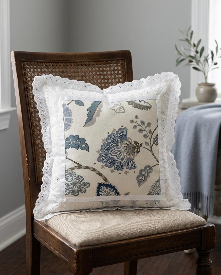 Cotton Printed Lace Cushion Covers