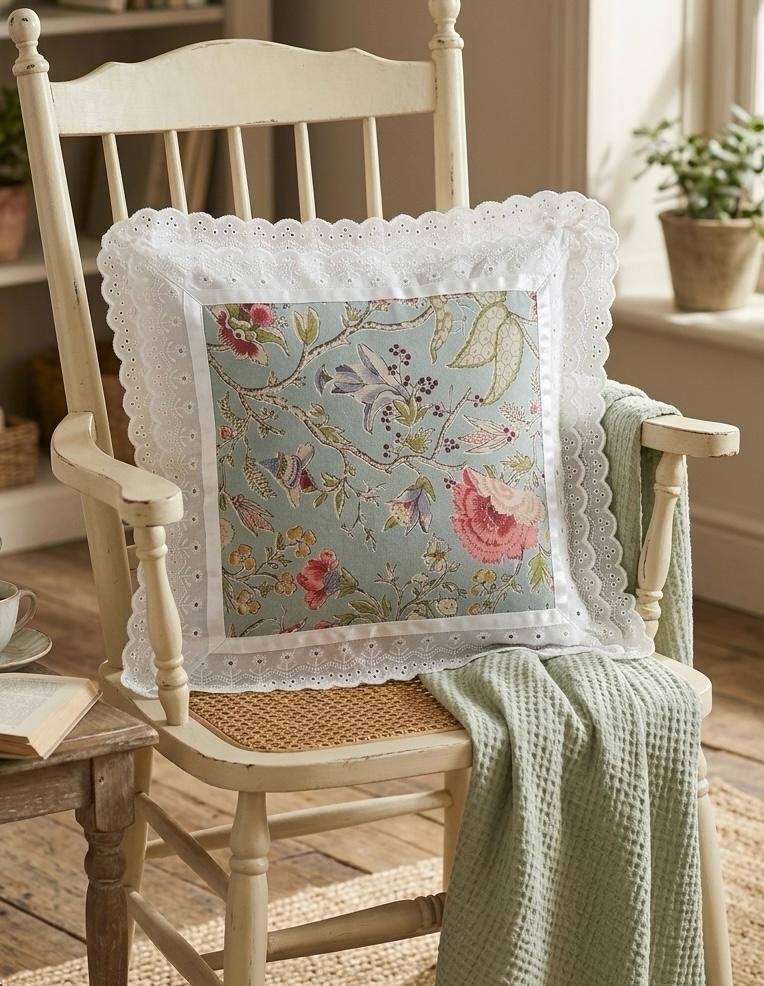 Cotton Printed Lace Cushion Covers