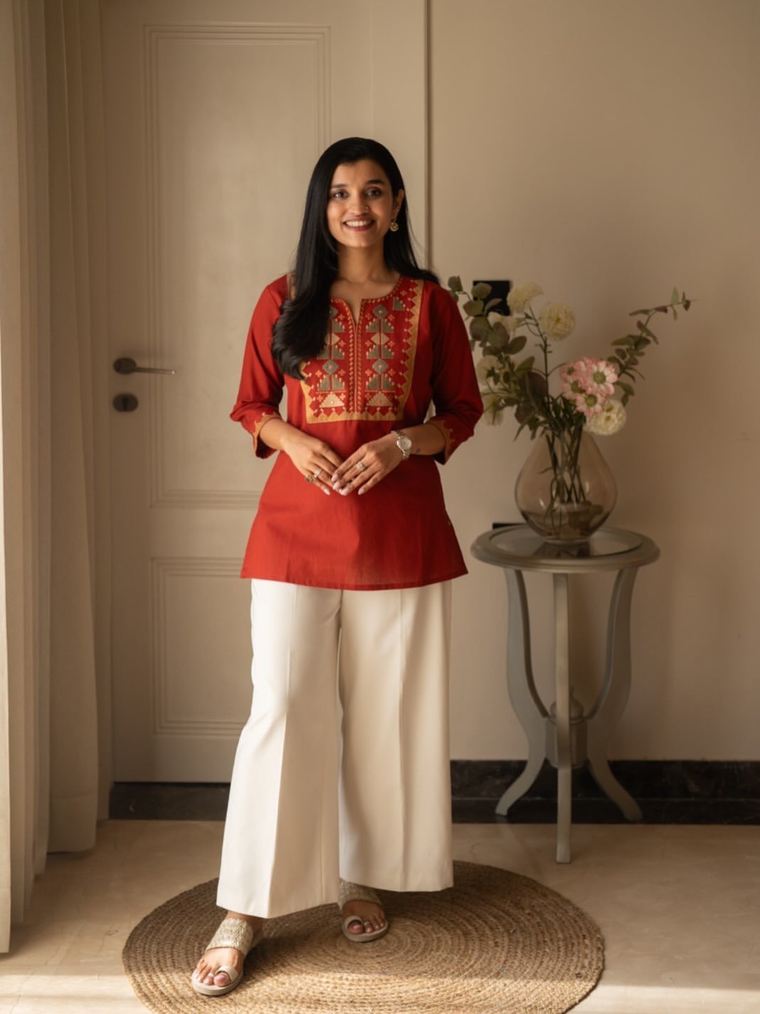 Cotton Embroidered Cord Set