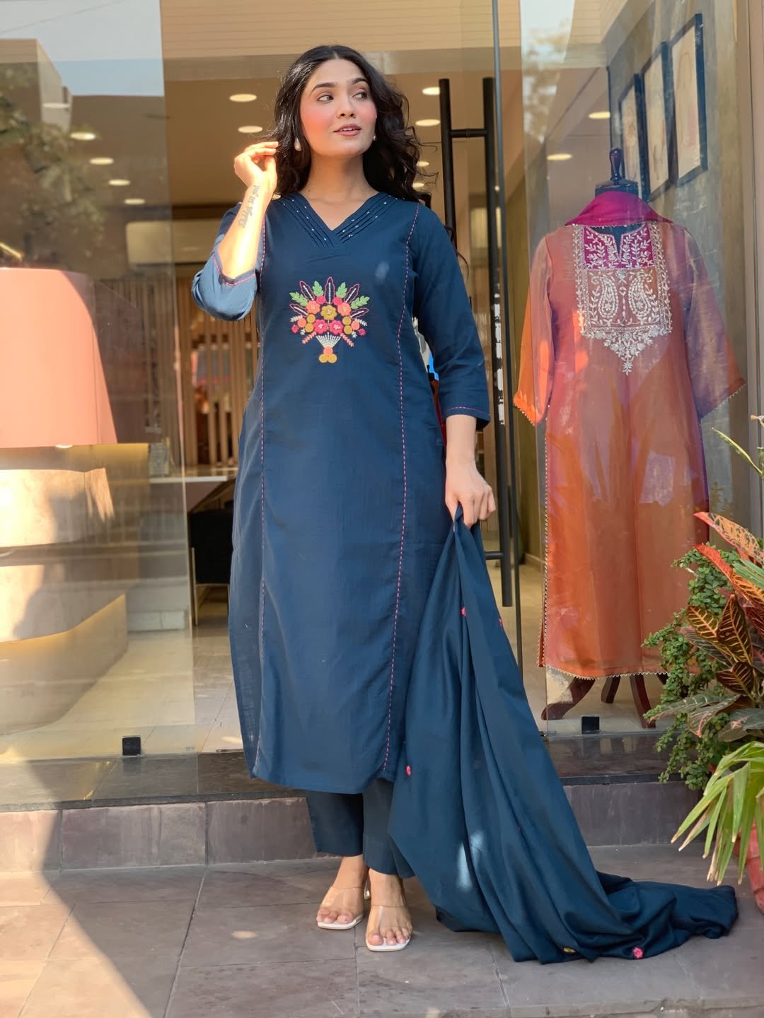 Cotton Embroidered Stitched Suit Set
