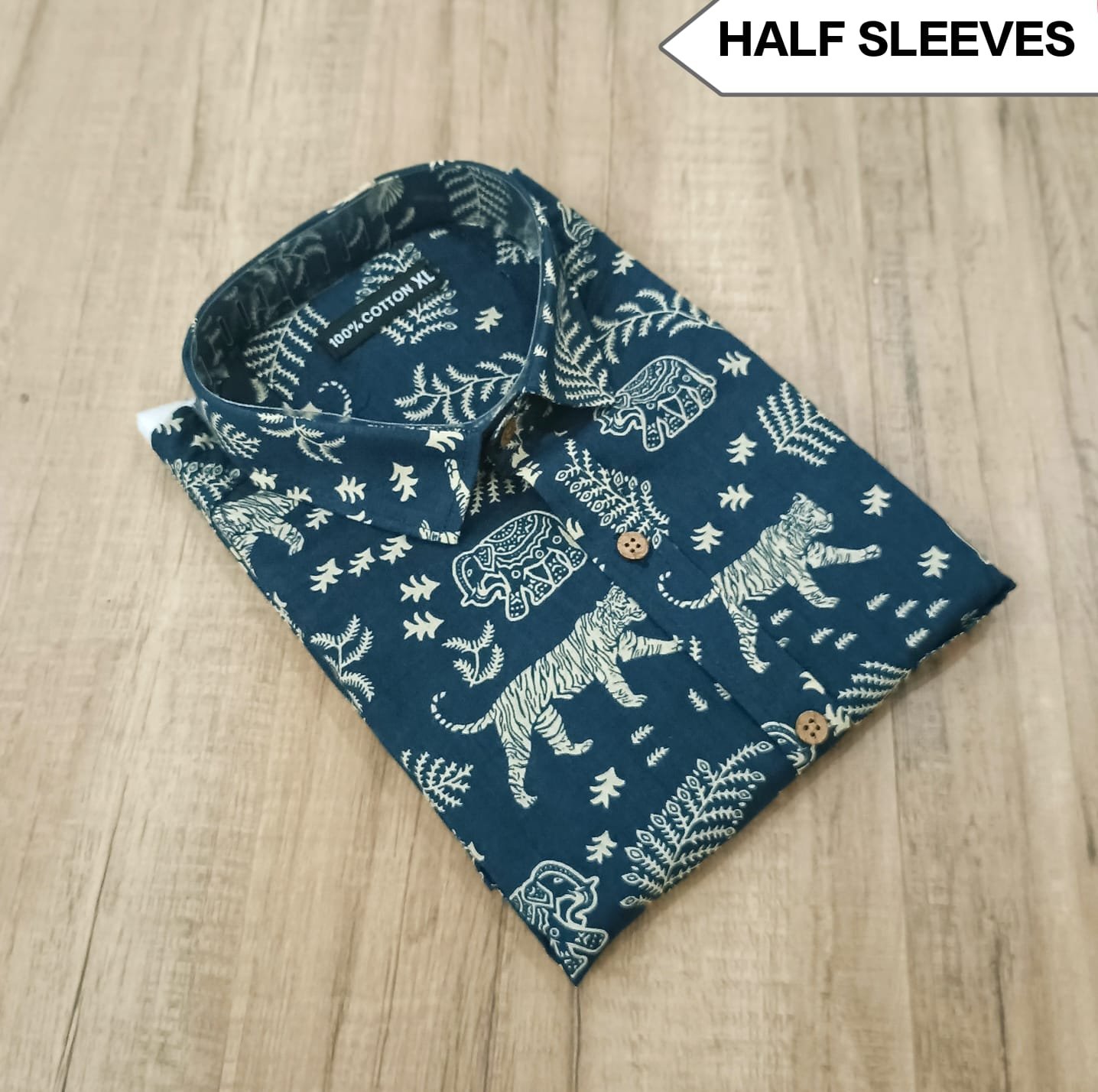 Cotton Printed Men Shirt Half Sleeve