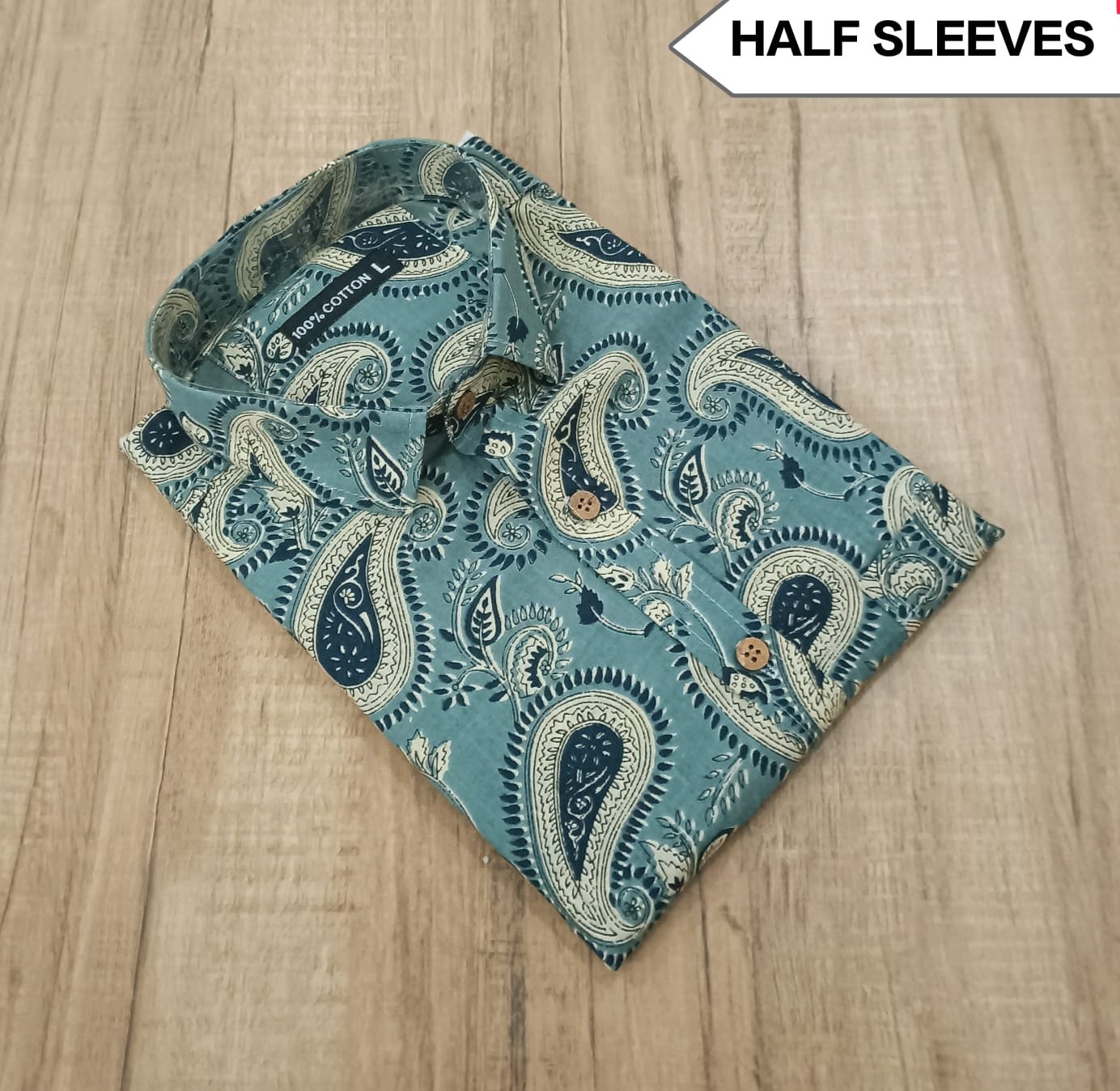 Cotton Printed Men Shirt Half Sleeve