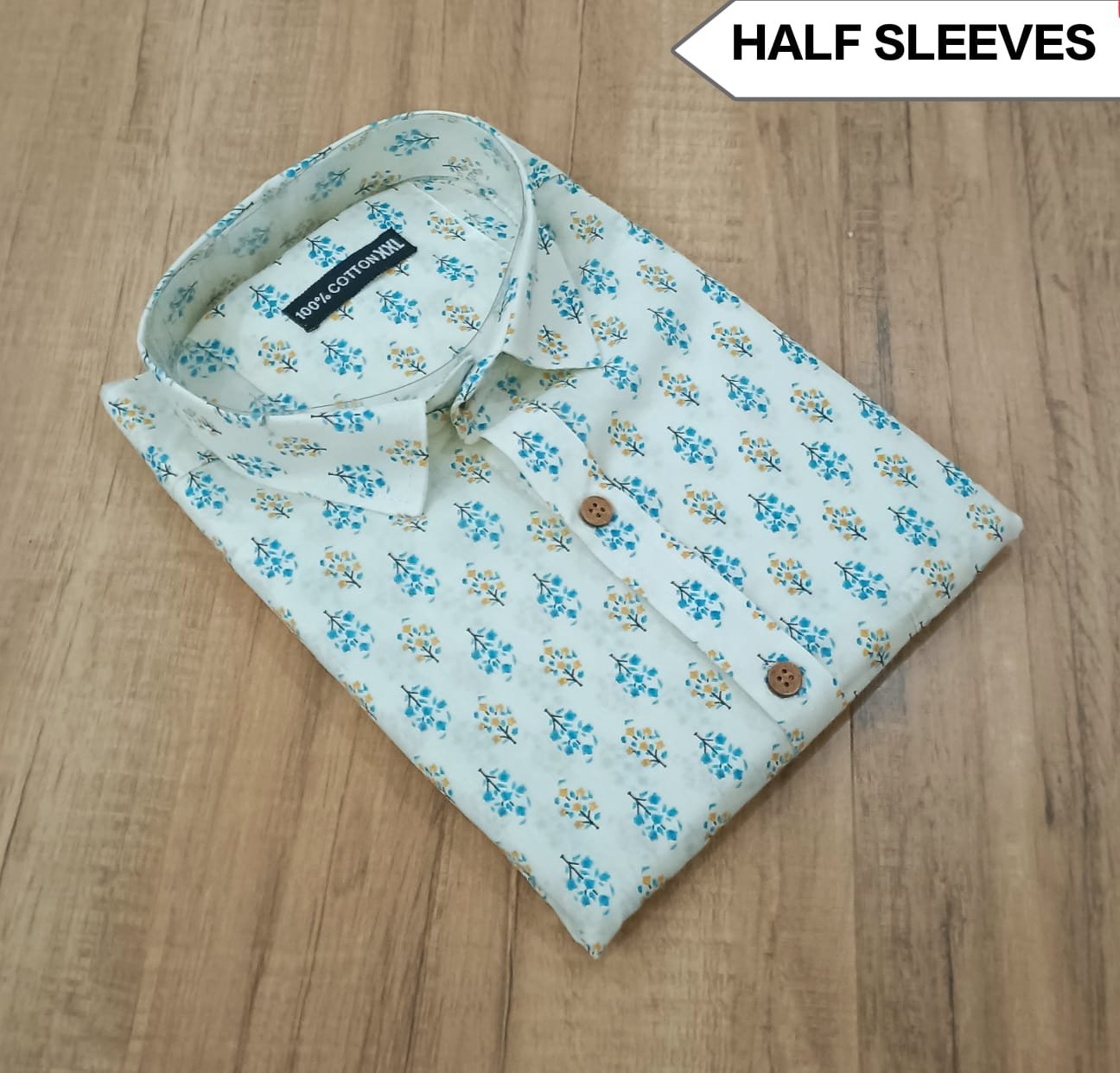 Cotton Printed Men Shirt Half Sleeve