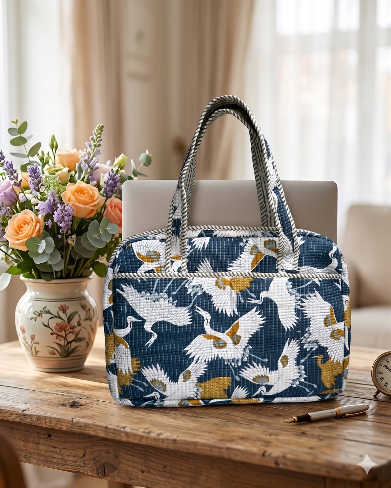 Cotton Quilted Laptop Bag