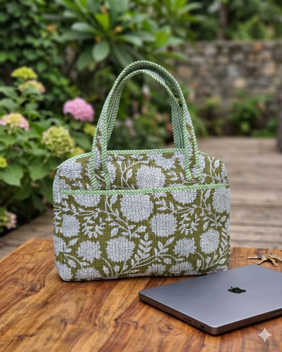 Cotton Quilted Laptop Bag
