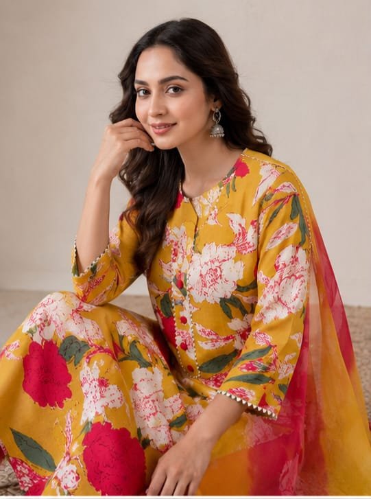 Rayon Printed Stitched Suit Set