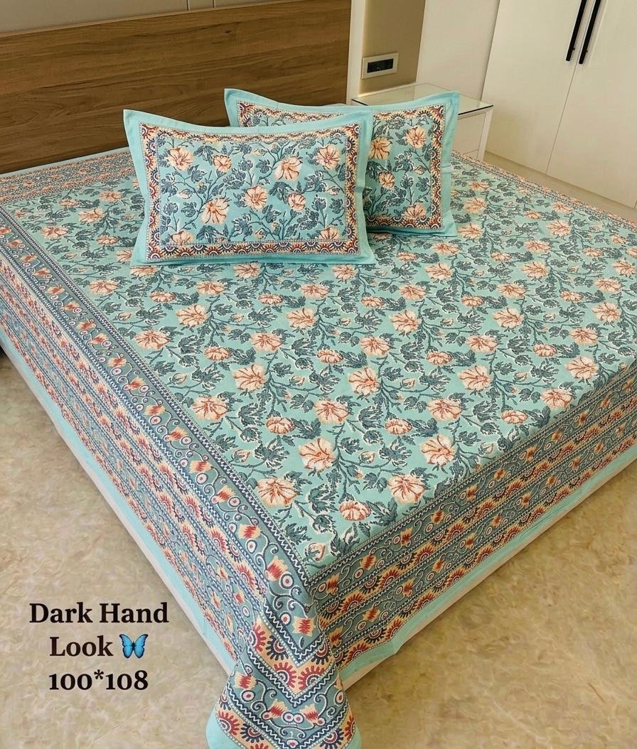 Cotton Printed Double Bedsheet 100*108