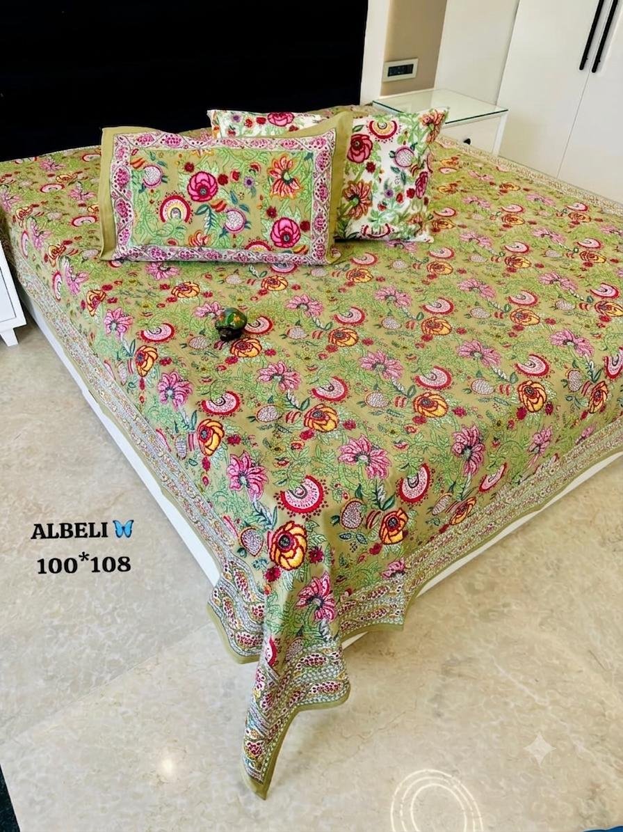 Cotton Printed Double Bedsheet 100*108