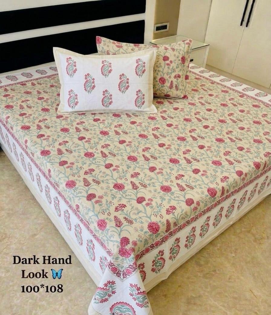 Cotton Printed Double Bedsheet 100*108
