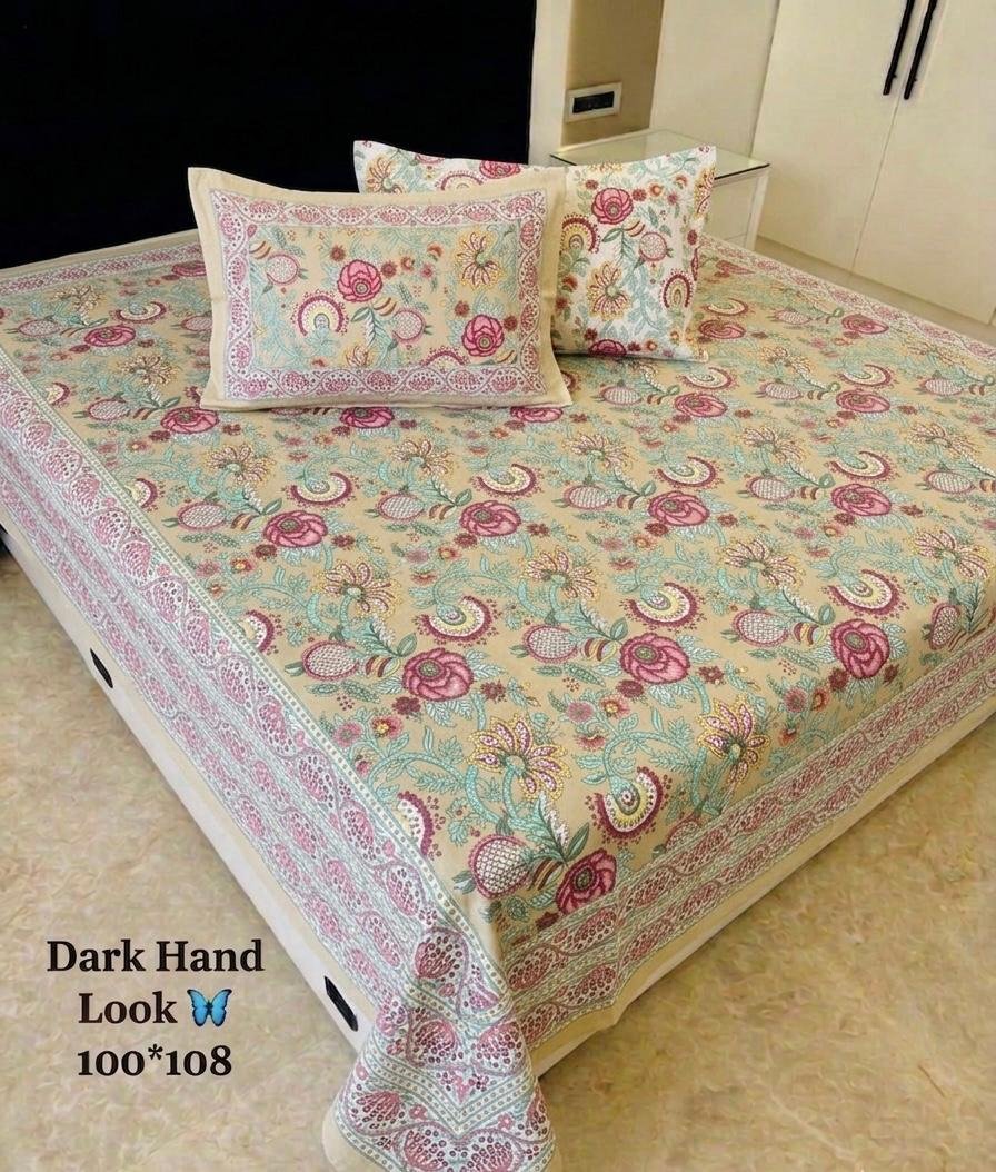 Cotton Printed Double Bedsheet 100*108