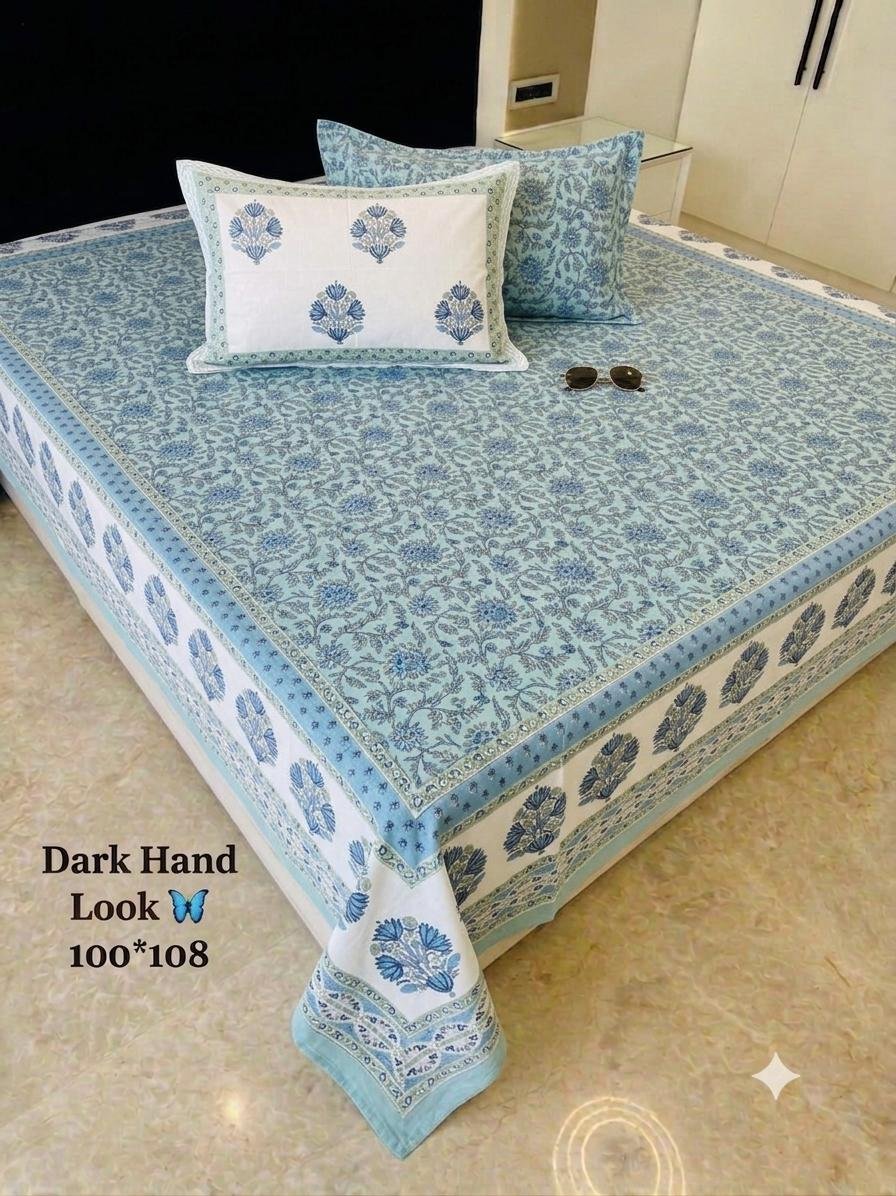 Cotton Printed Double Bedsheet 100*108