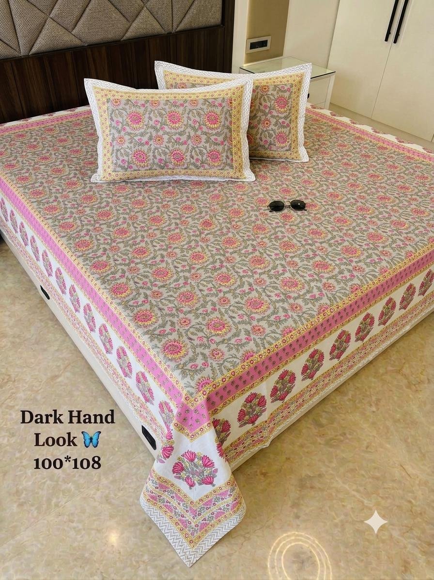 Cotton Printed Double Bedsheet 100*108