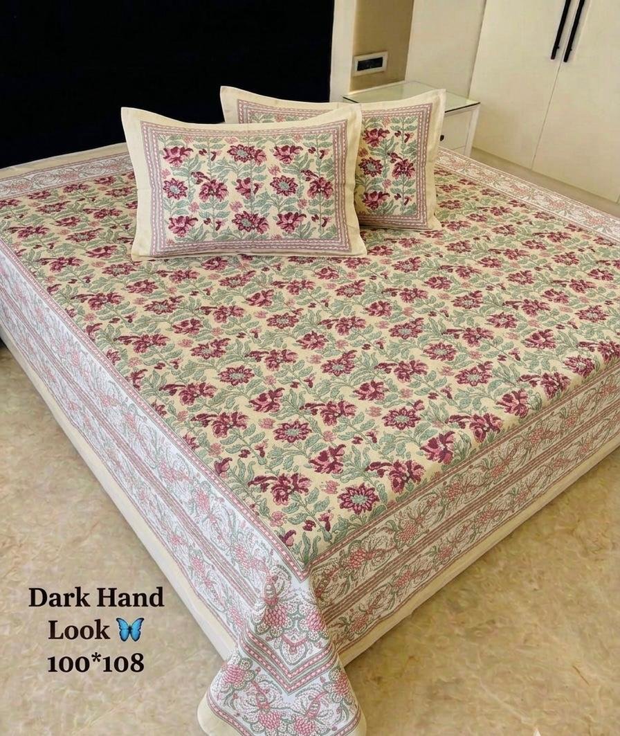Cotton Printed Double Bedsheet 100*108