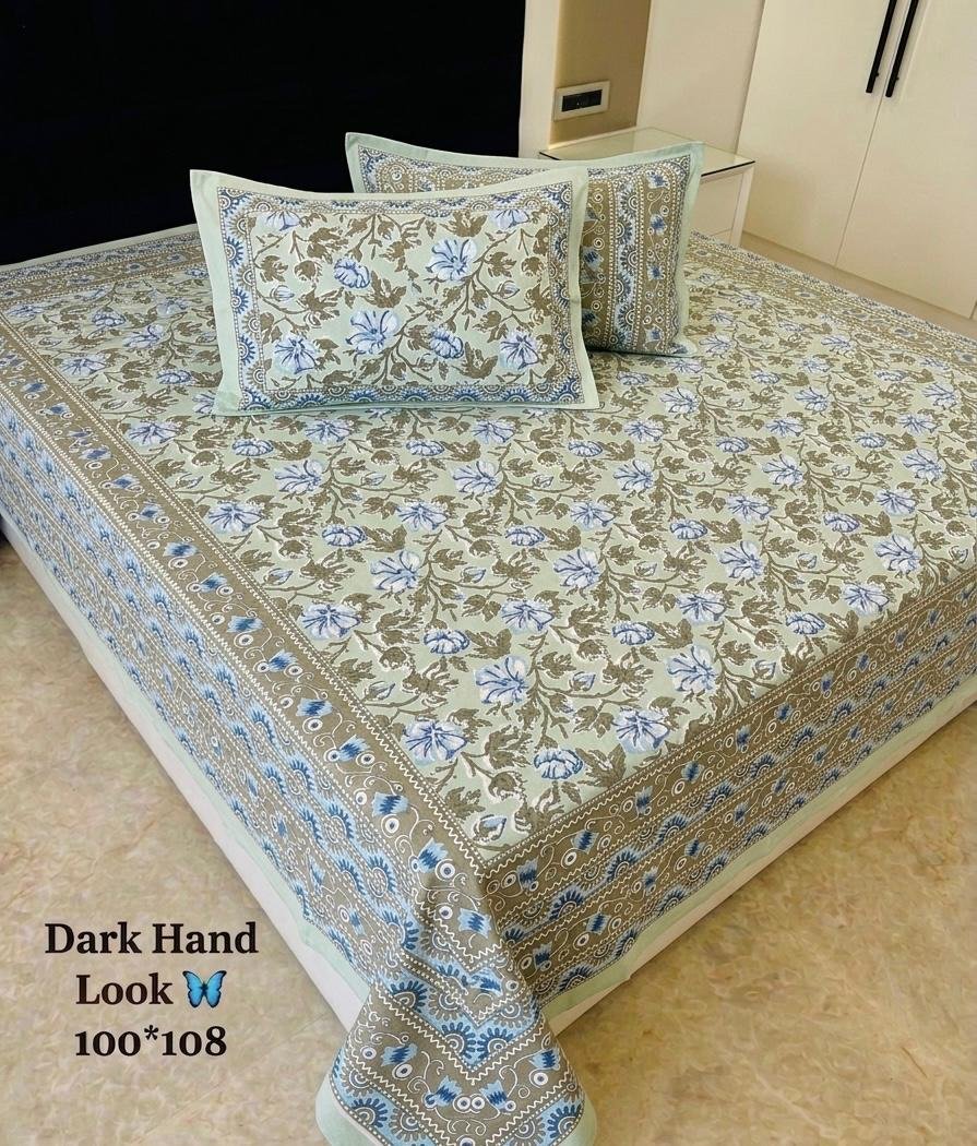 Cotton Printed Double Bedsheet 100*108