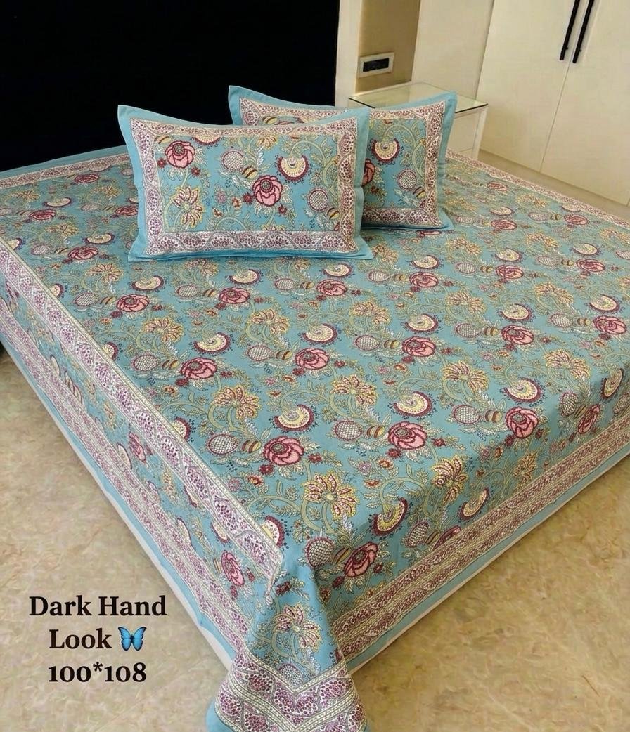 Cotton Printed Double Bedsheet 100*108