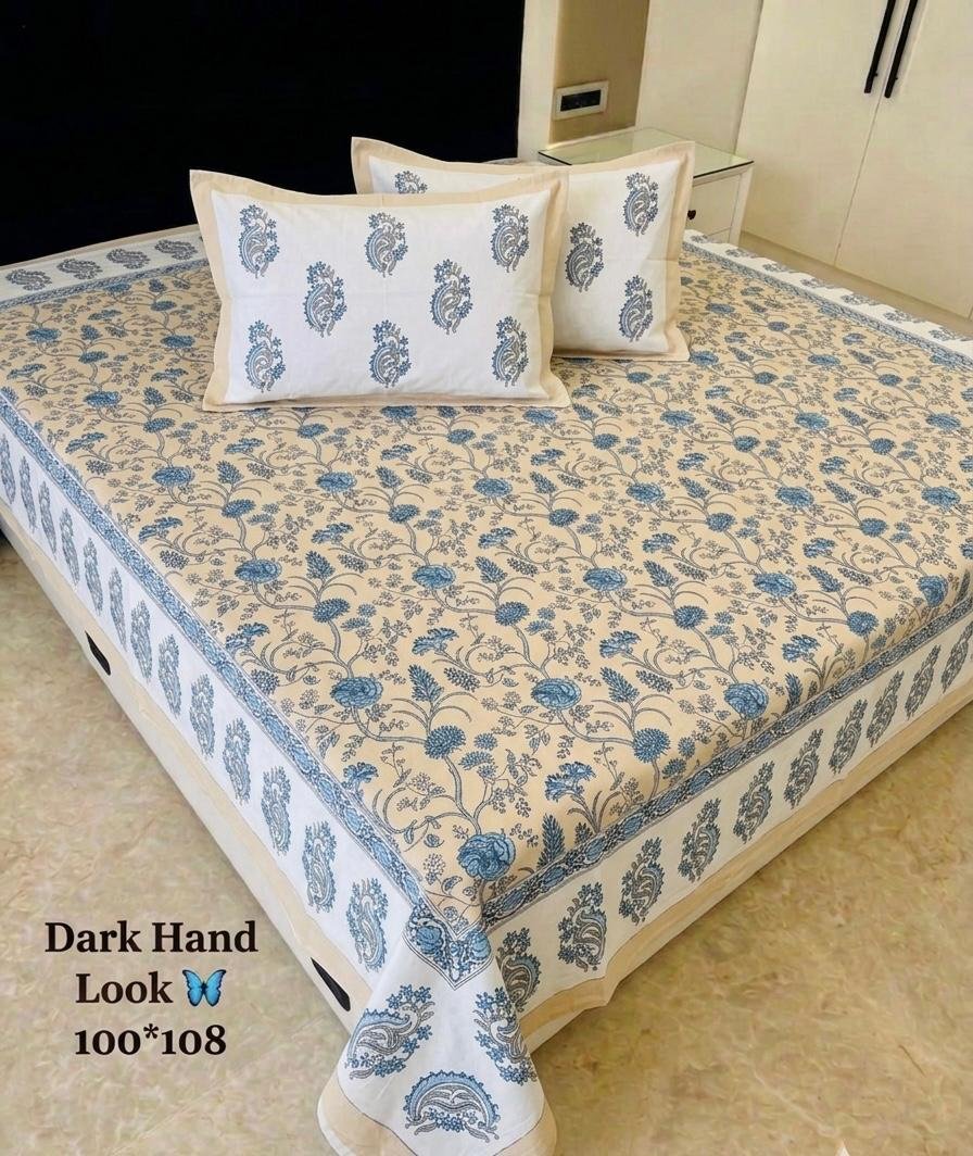 Cotton Printed Double Bedsheet 100*108